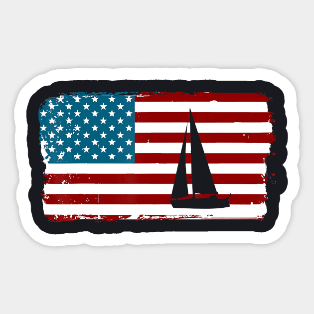 American Flag Sailing Cute Boating Sticker by AlexWu